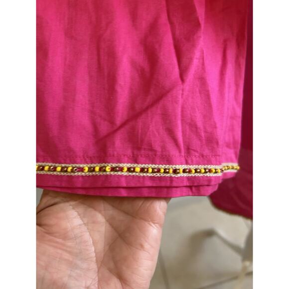 INC Pink Beaded Tunic Coverup boho festival resort vacation Embroidered  sz 6 - Picture 6 of 10